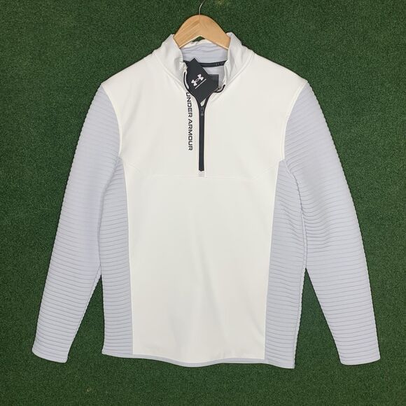 Sz S Under Armour UA Storm Daytona Zip Golf WHITE Pullover 1360513 - Picture 1 of 6